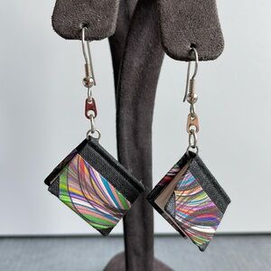 Book Earrings, Silver Tone Wire Drop